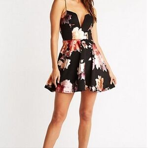 Charlotte Ruse Black & Metallic Floral Dress Prom/cocktail Size Small